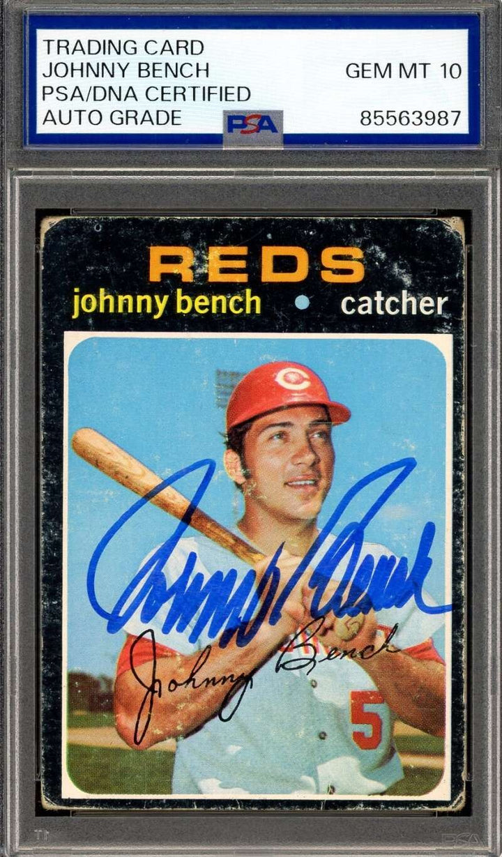 Johnny Bench Gem Mint 10 PSA DNA Signed 1971 Topps Autograph