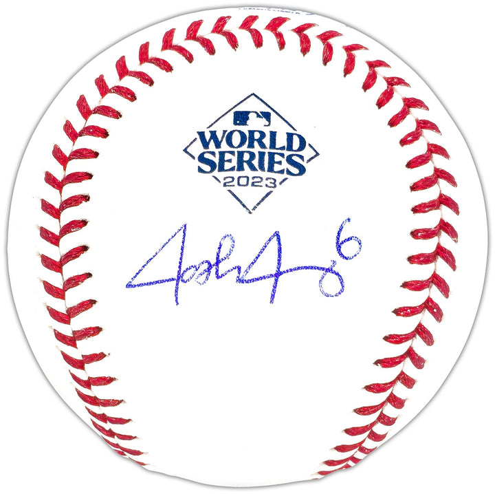 Josh Jung Signed Official 2023 WS Logo MLB Baseball Texas Rangers Beckett Wit