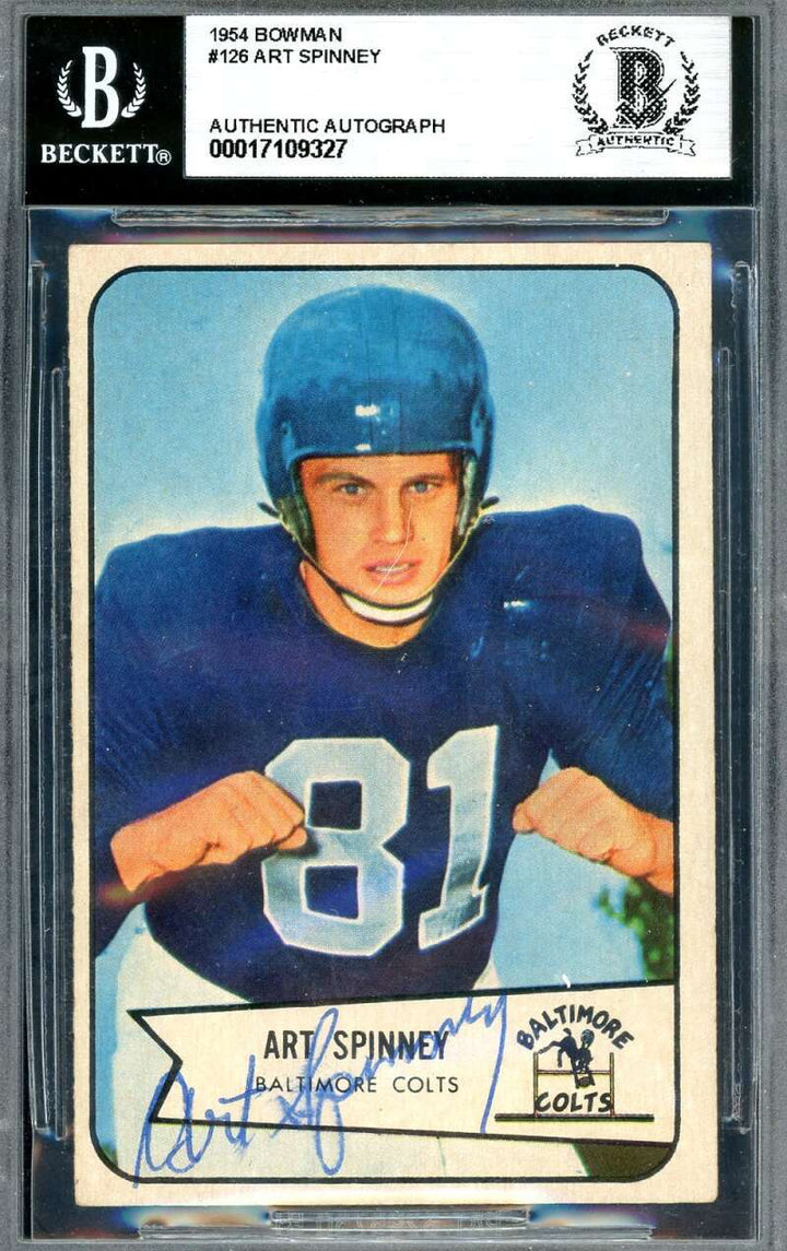 Art Spinney Beckett BAS Signed 1954 Bowman Rookie Autograph