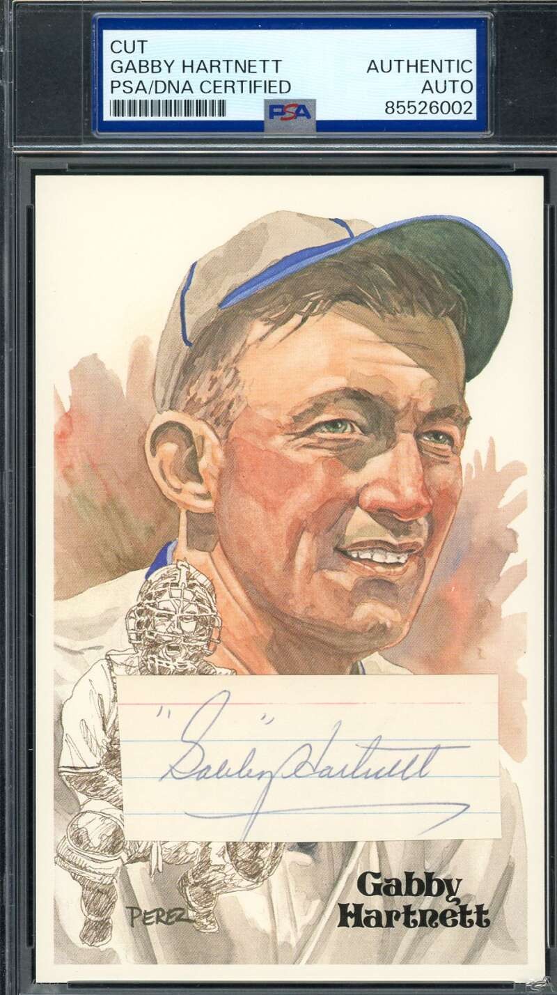 Gabby Hartnett PSA DNA Coa Signed Perez Steele Postcard Cut Autograph