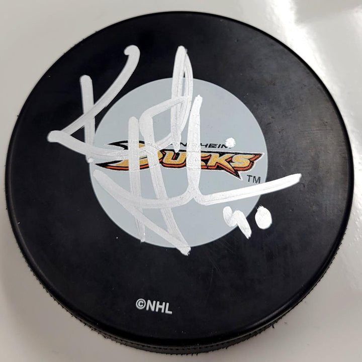 Kent Huskins autograph signed Anaheim Ducks Puck ~ Beckett BAS Holo