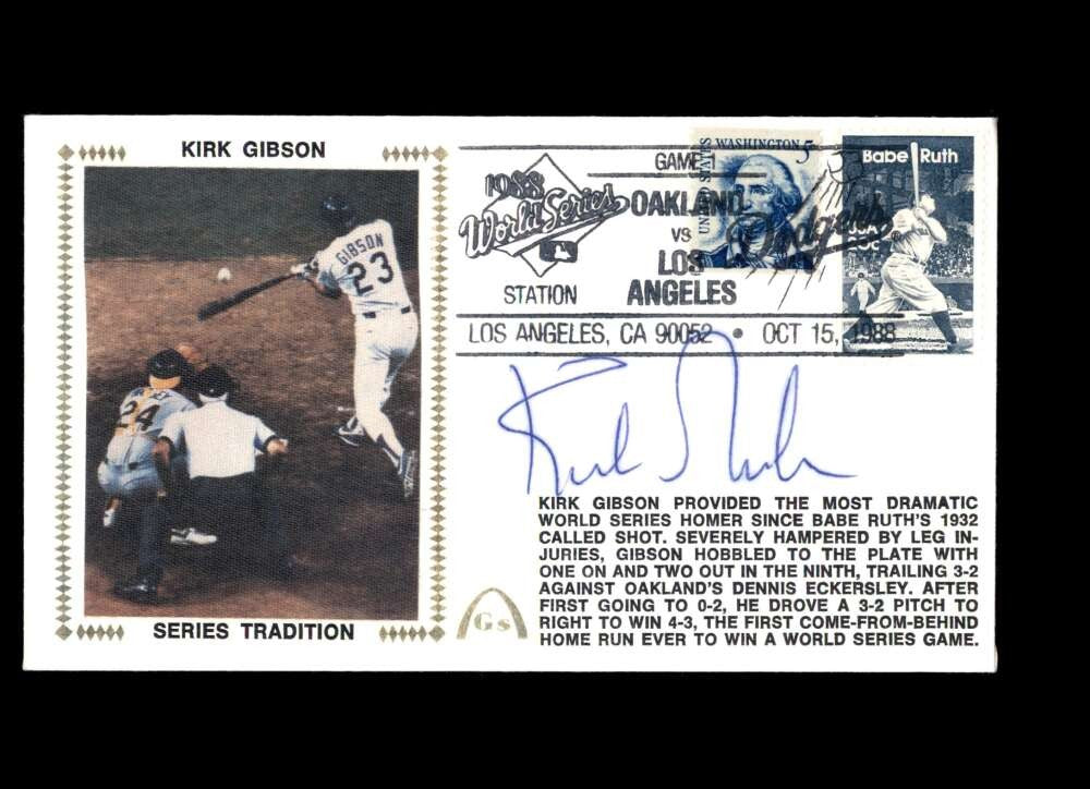 Kirk Gibson PSA DNA Coa Signed 1988 World Series FDC Cache Autograph