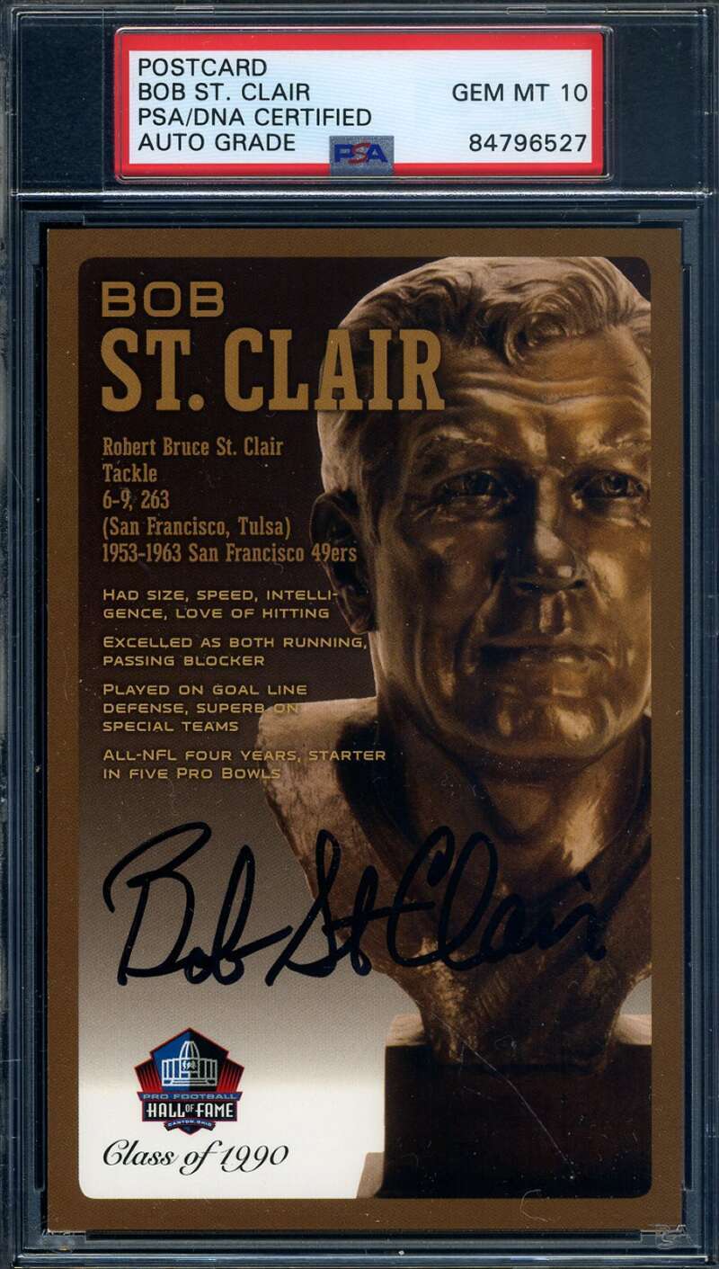Bob St. Clair Gem Mint 10 PSA DNA Signed HOF Bronze Bust Postcard Autographed
