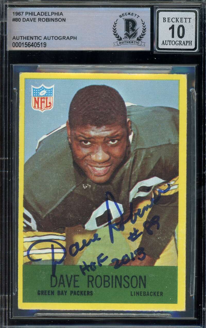 Dave Robinson Gem Mint 10 Beckett BAS Signed 1967 Philadelphia Rookie Autograph
