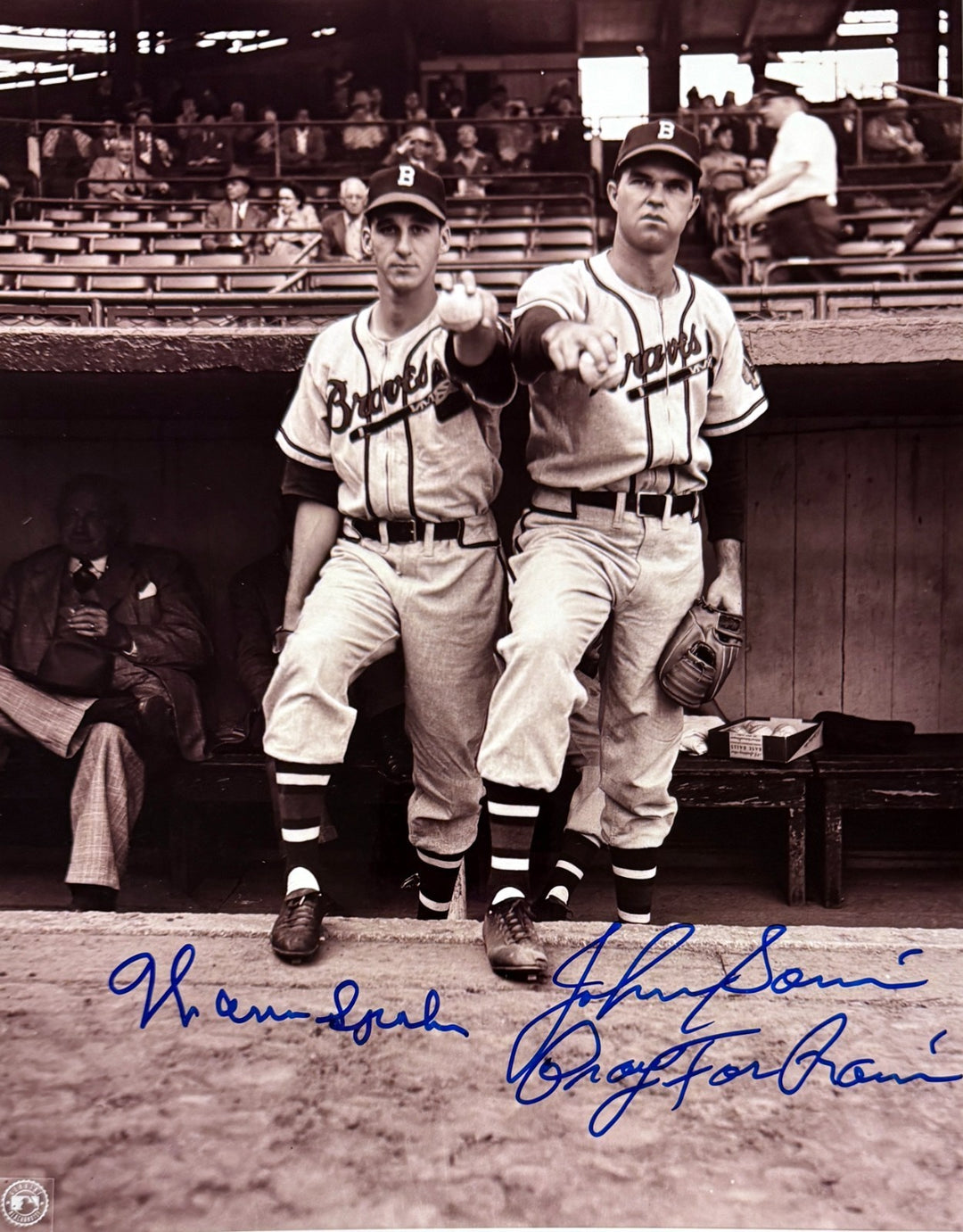 Warren Spahn & Johnny Sain signed Boston Braves MLB 8x10 Photo Pray For Rain-COA