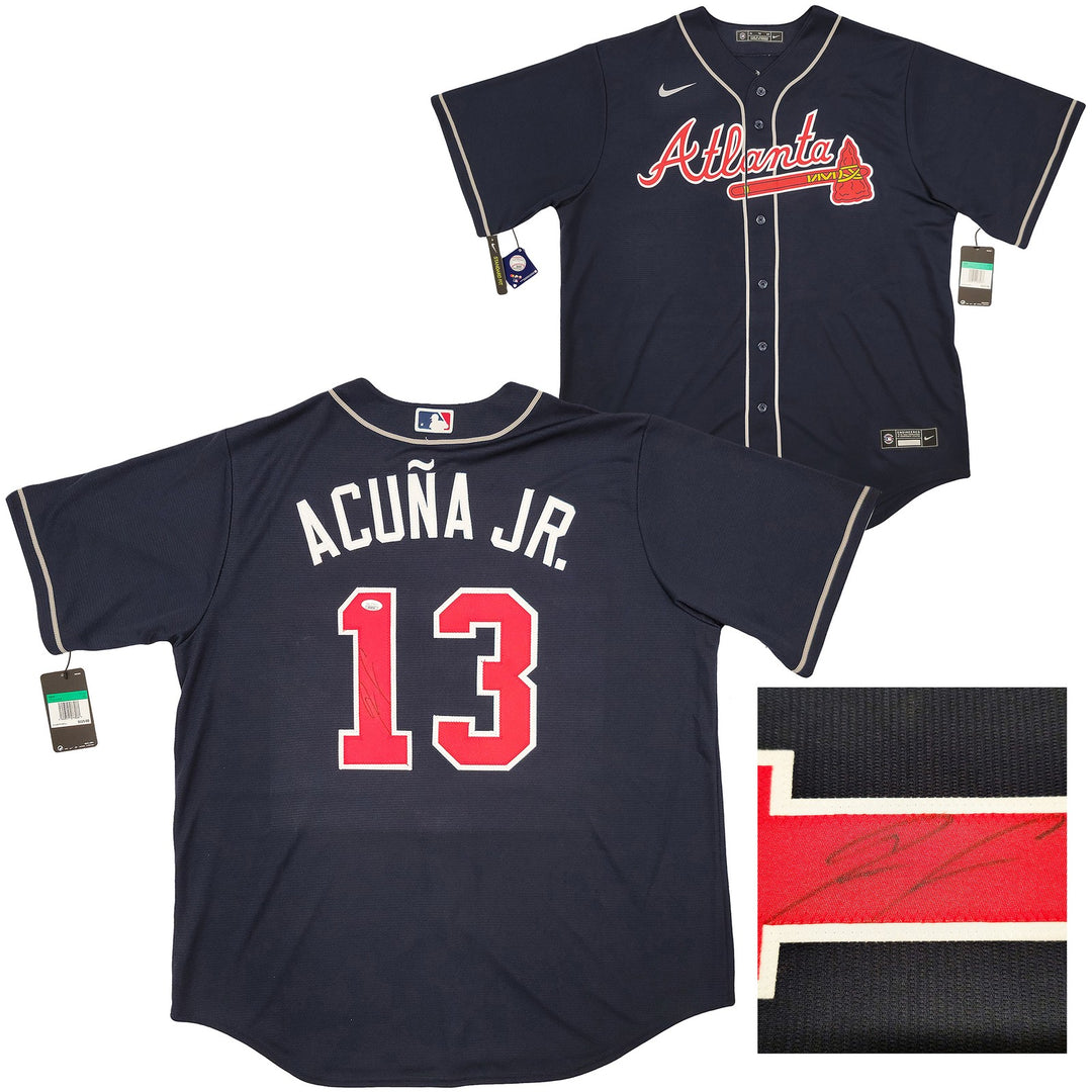 Atlanta Braves Ronald Acuna Jr. Autographed Signed Blue Nike Jersey Size XL JSA