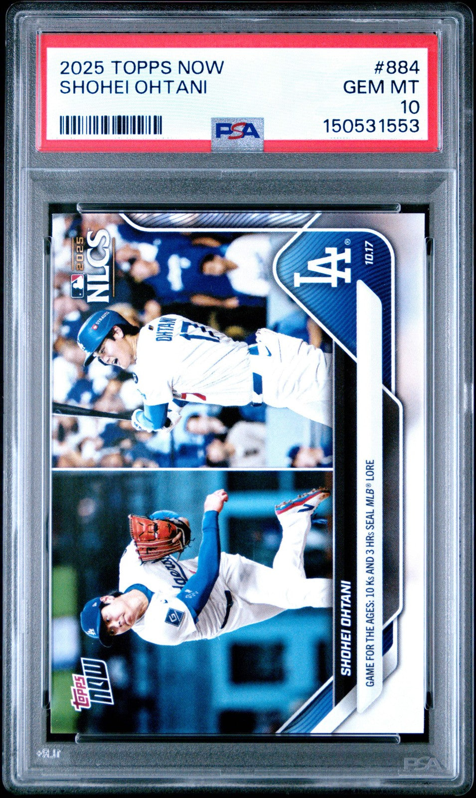 Graded 2025 Topps Now Shohei Ohtani #884 Baseball Card PSA 10 Gem Mint