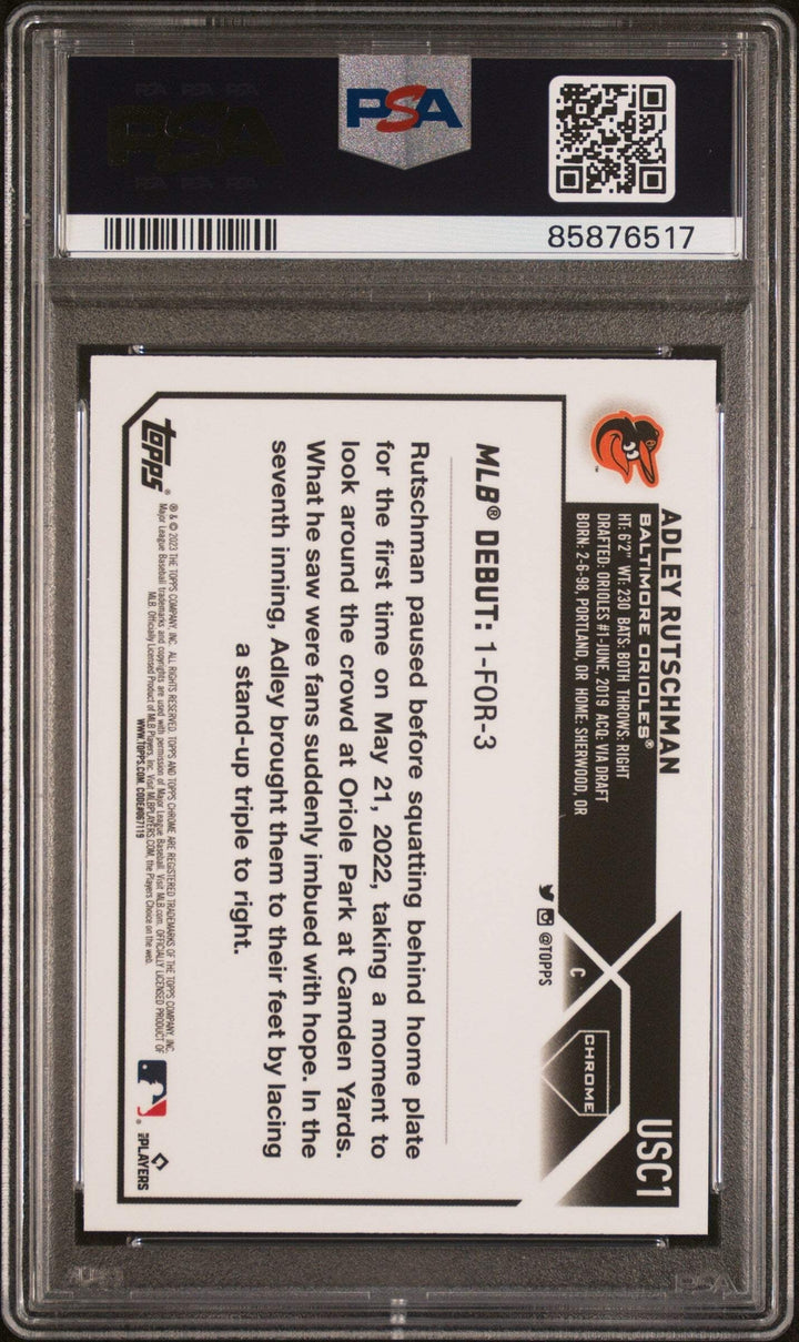 Graded 2023 Topps Chrome Update Adley Rutschman #USC1 RC Baseball Card PSA 10