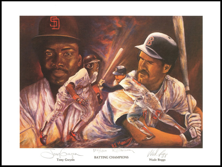 Wade Boggs & Tony Gwynn Signed 19x24 Lithograph Photo Red Sox & Padres #/2500