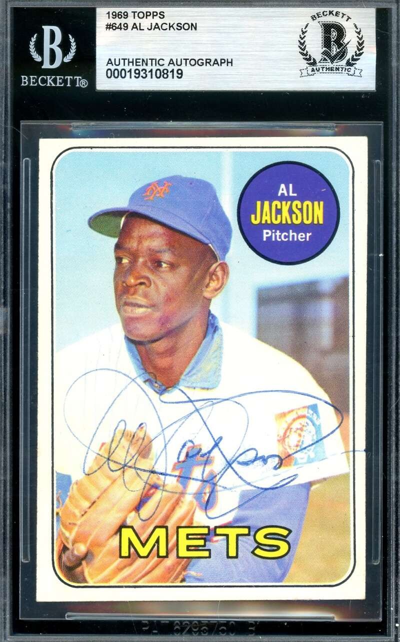 Al Jackson Beckett BAS Vintage Signed 1969 Topps Autograph Mets