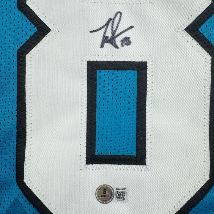 Autographed/Signed Jalen Coker Carolina Blue Football Jersey Beckett COA