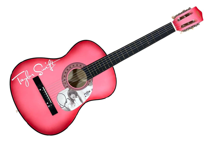 Taylor Swift Signed 38" Totured Poets Department Pink Acoustic Guitar 2 PSA Holo