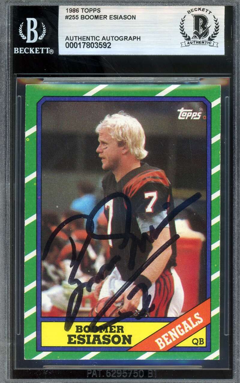 Boomer Esiason Beckett BAS Signed 1986 Topps Rookie Autograph