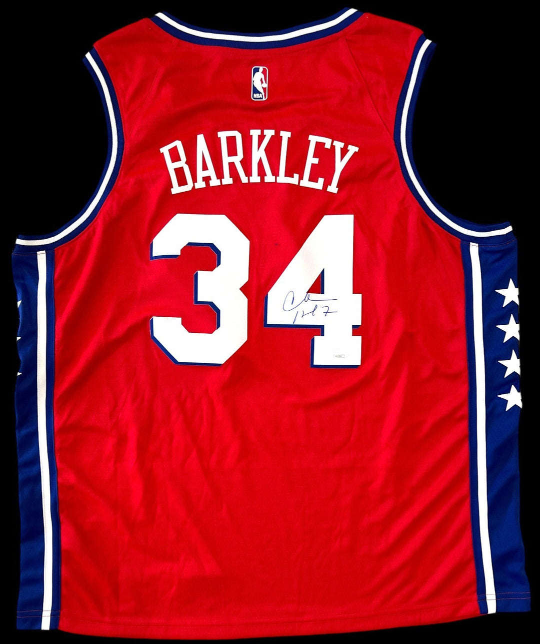 CHARLES BARKLEY SIGNED AUTOGRAPHED PHILADELPHIA 76ERS JERSEY TEAM USA SUNS JSA
