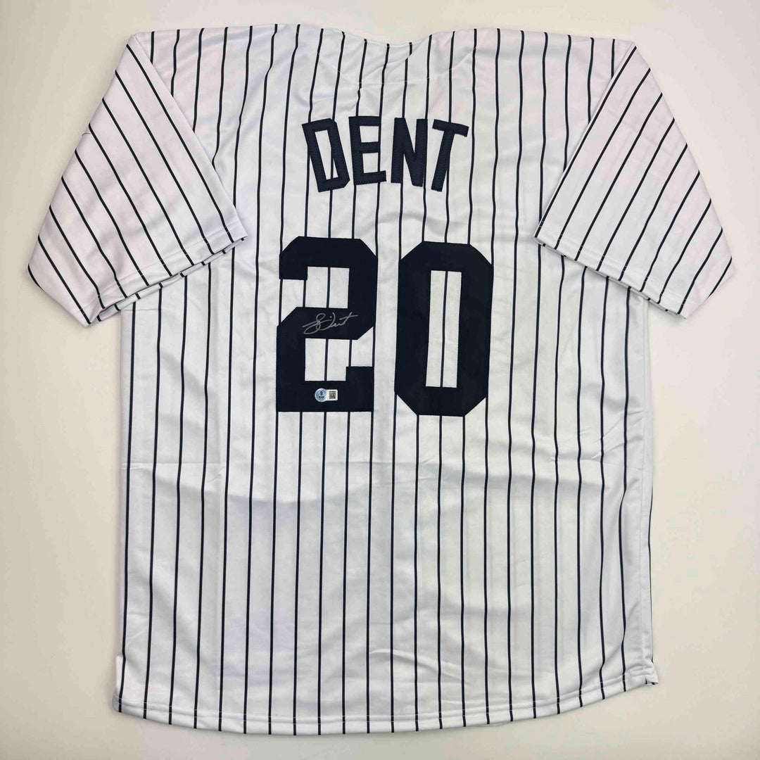 Autographed/Signed Bucky Dent New York Pinstripe Jersey Beckett BAS COA