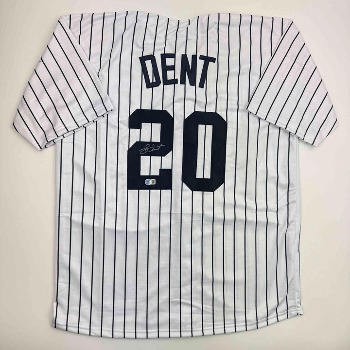 Autographed/Signed Bucky Dent New York Pinstripe Jersey Beckett BAS COA