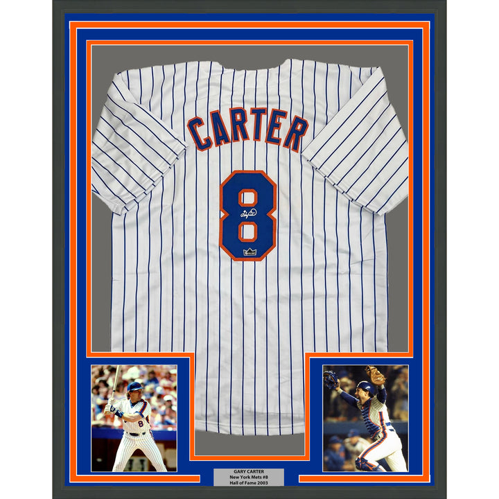 Framed Facsimile Autographed Gary Carter 35x39 Reprint Laser Auto Jersey