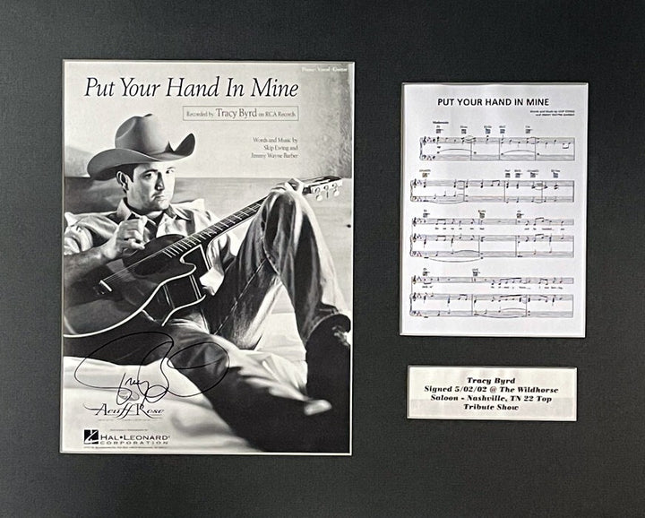 Tracy Byrd signed 1999 Put Your Hand In Mine Sheet Music/Lyrics - 16x20/Matted