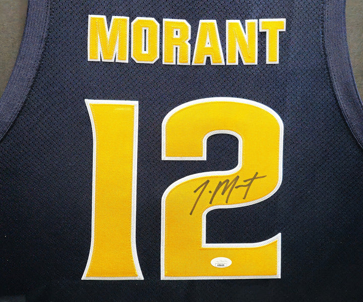 Murray State Racers Ja Morant Signed Framed Blue Retro Brand Jersey JSA