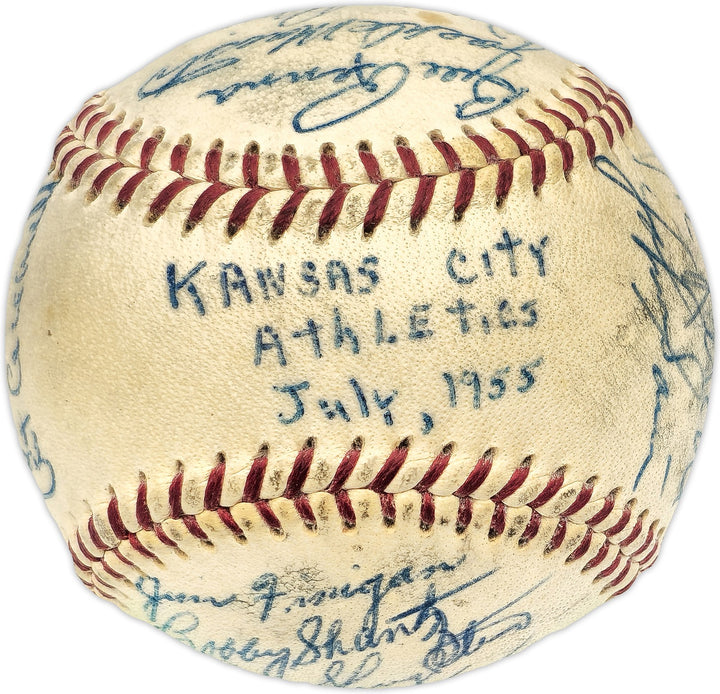 1955 Kansas City As Team Auto Harridge AL Baseball 21 Sig Enos Slaughter Beckett