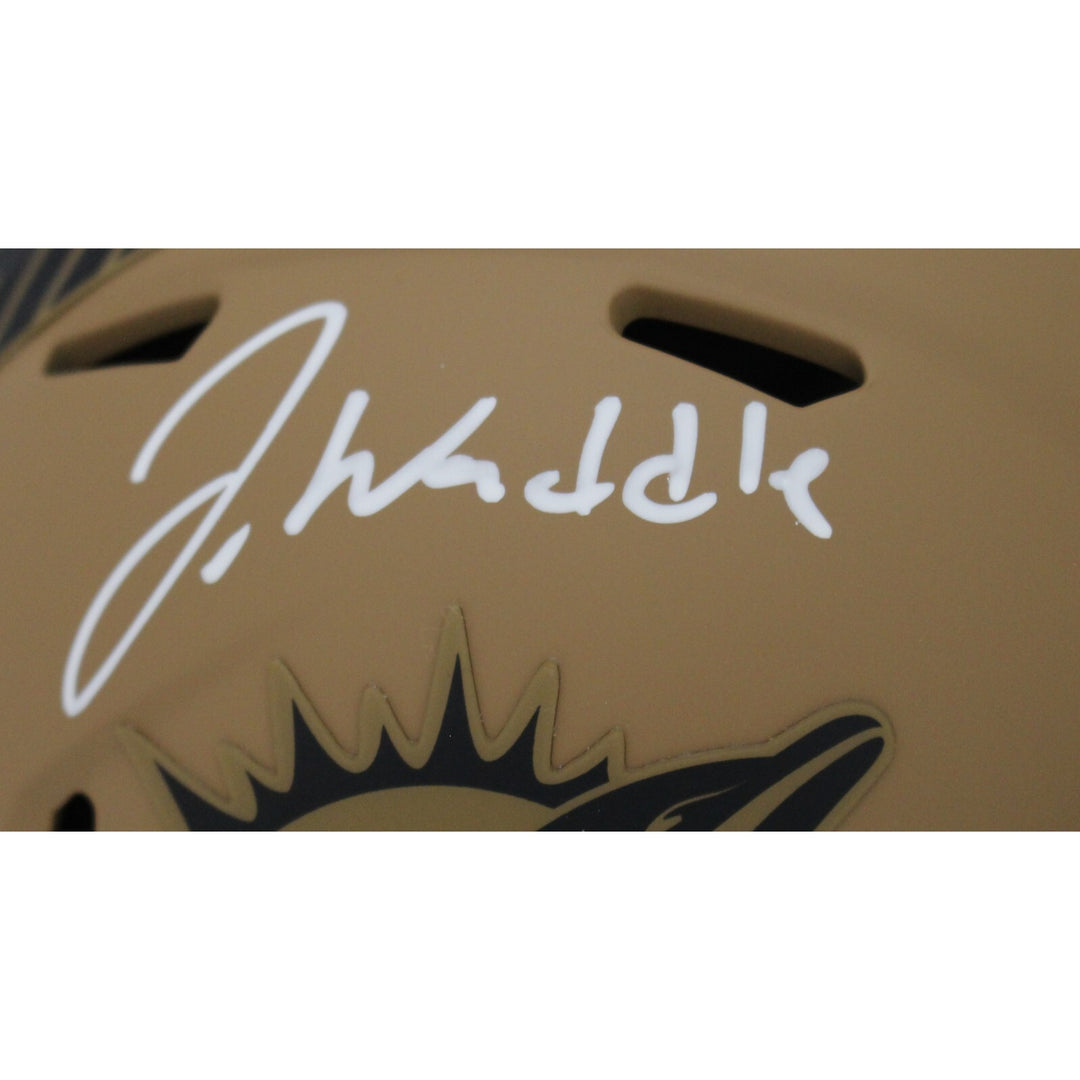 Jaylen Waddle Autographed Miami Dolphins 23 Salute Mini Helmet FAN 44758