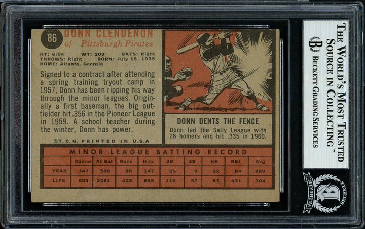 Donn Clendenon Signed 1962 Topps RC 86 Pittsburgh Pirates Beckett