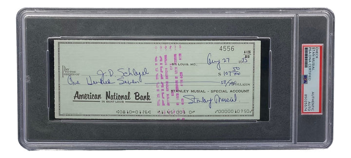 Stan Musial St. Louis Cardinals Signed  Bank Check PSA/DNA 85025574