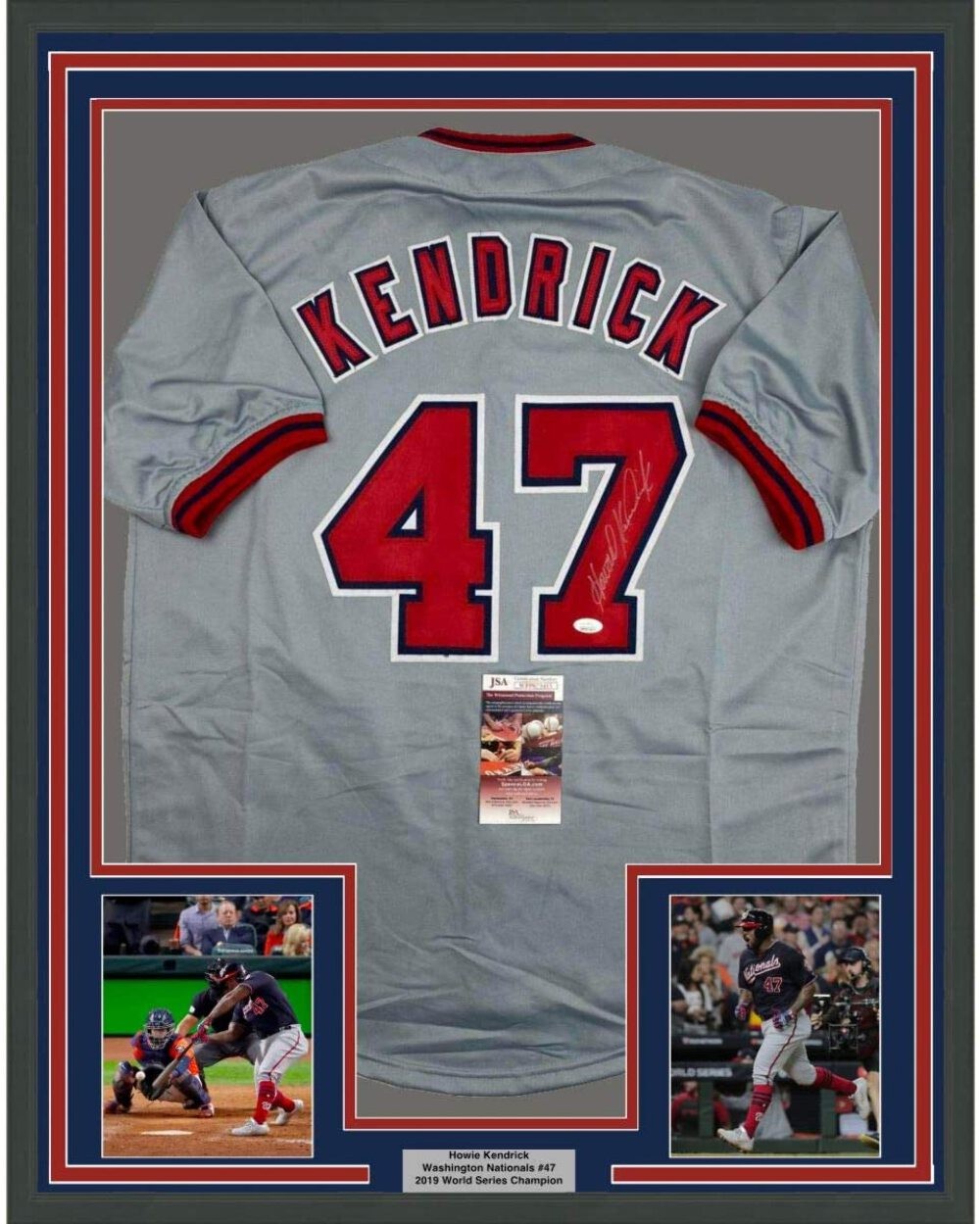 FRAMED Autographed/Signed HOWIE KENDRICK 33x42 Washington Grey Jersey JSA COA