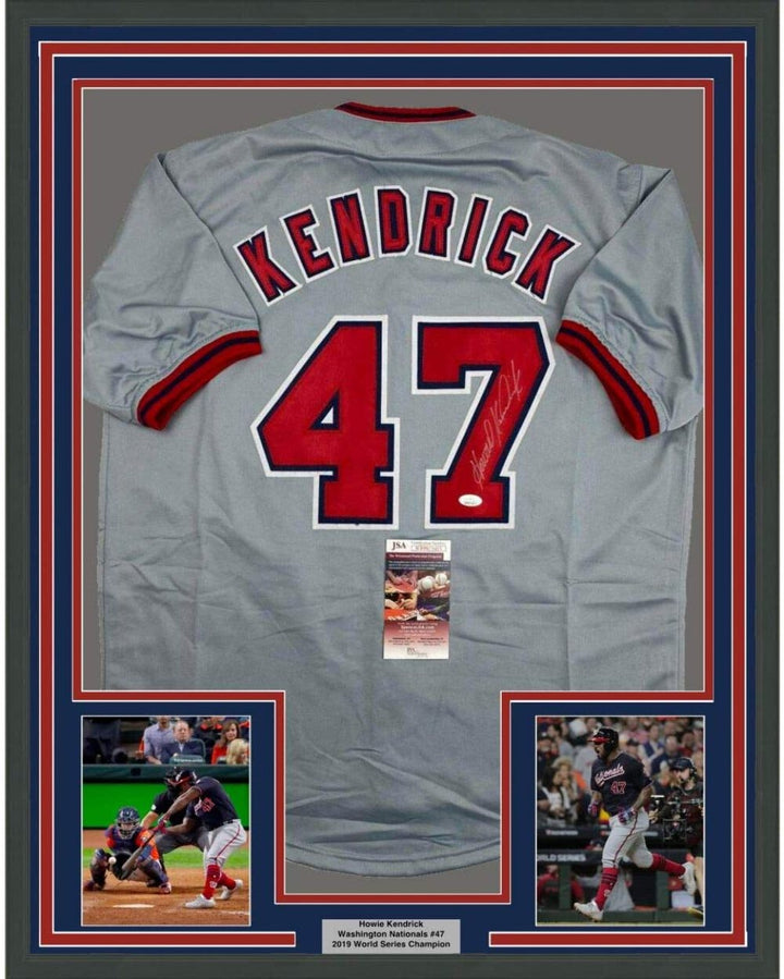 FRAMED Autographed/Signed HOWIE KENDRICK 33x42 Washington Grey Jersey JSA COA