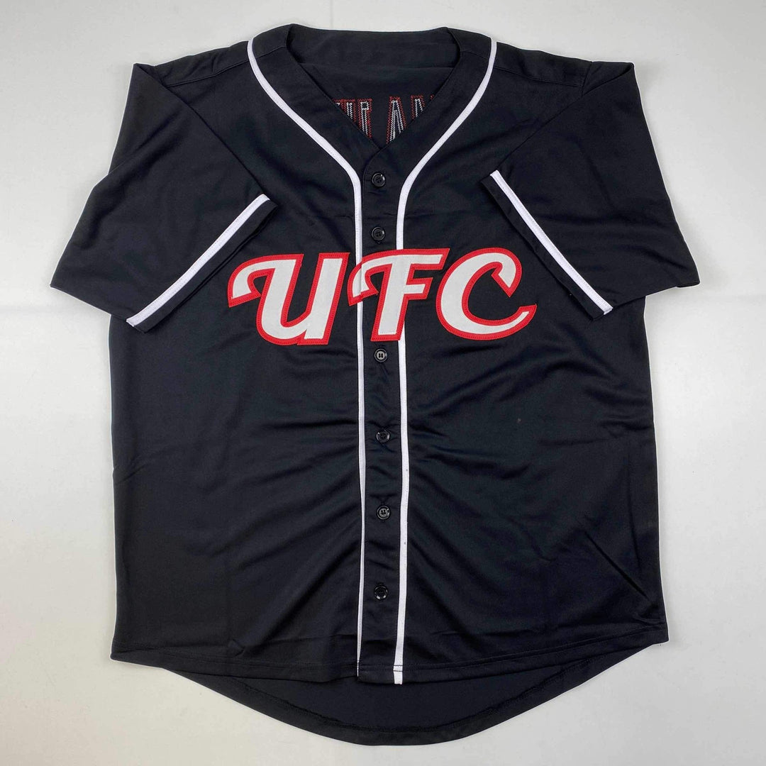 Autographed/Signed Thug Rose Namajunas UFC MMA Black Jersey Shirt PSA/DNA COA