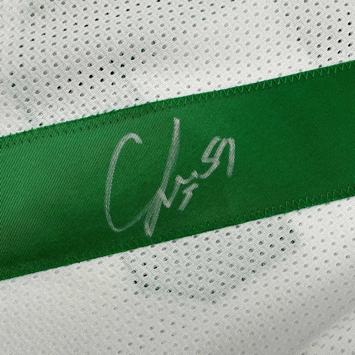 Autographed/Signed CJ C.J. Mosley New York White Football Jersey JSA COA