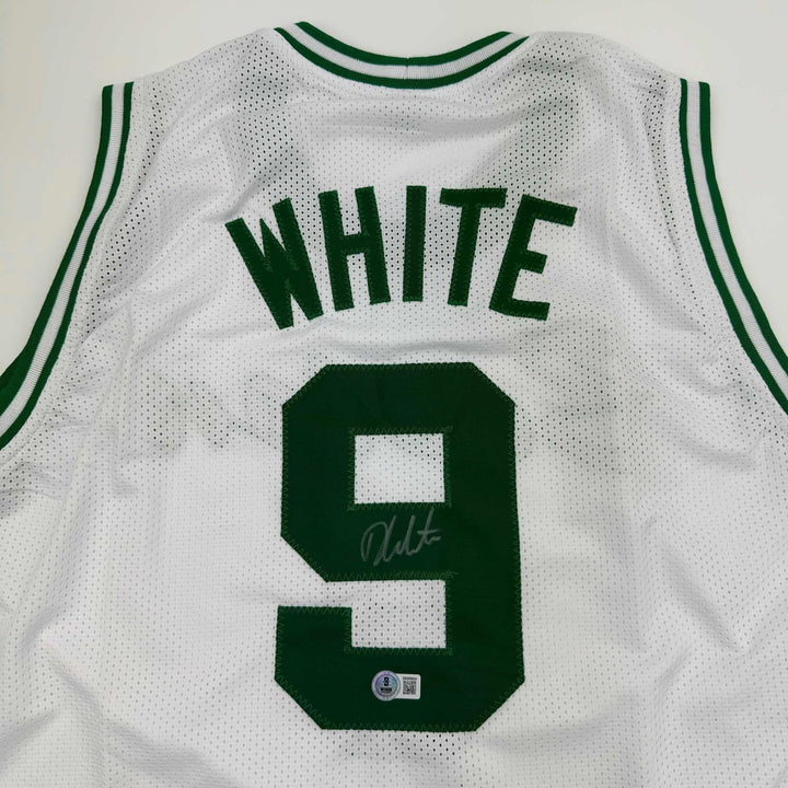 Autographed/Signed Derrick White Boston White Jersey Beckett BAS COA