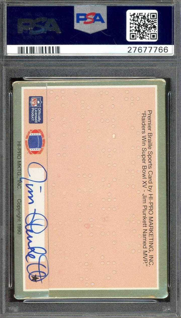 Jim Plunkett PSA DNA Signed Braille 1990 Action Packed Autograph