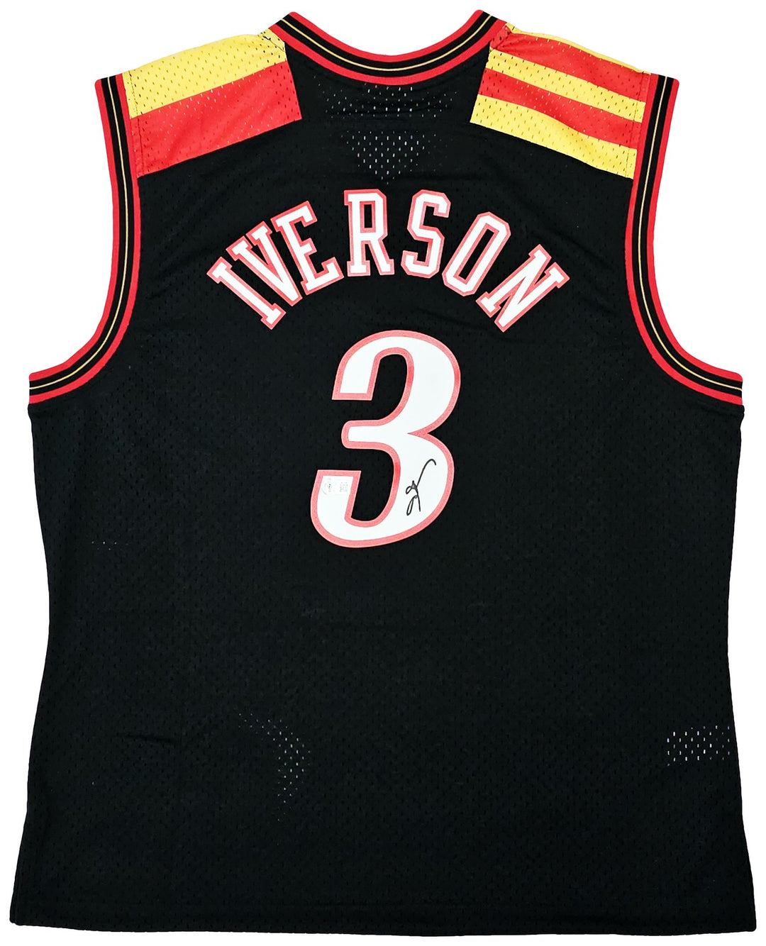 76ers Allen Iverson Auto Black AUTH Mitchell Ness 06 HWC Swingman Jersey L BAS