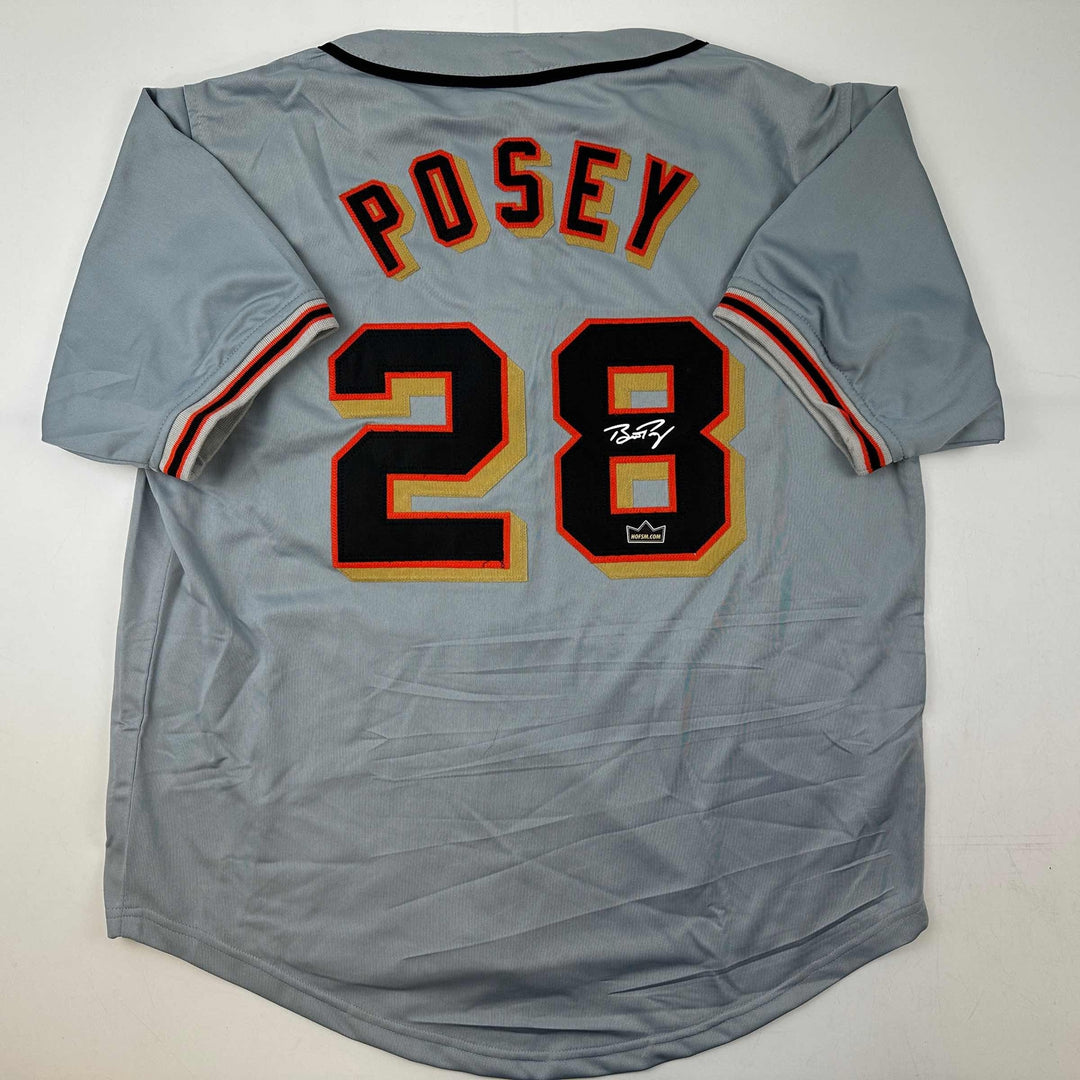 Facsimile Autographed Buster Posey San Francisco Grey Reprint Jersey Men's XL