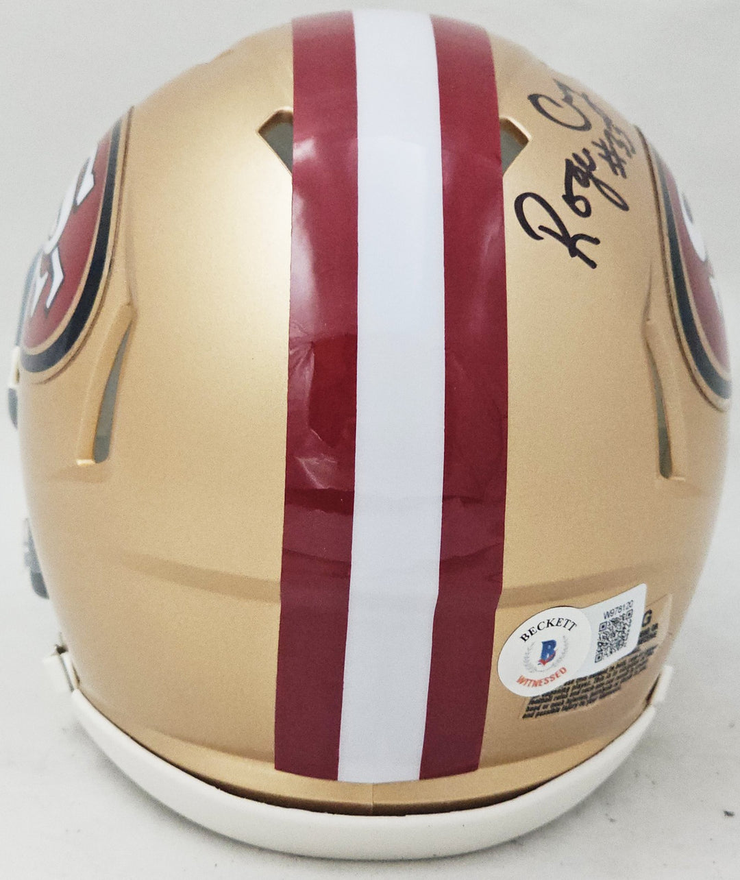 Roger Craig Signed San Francisco 49ers Gold Speed Mini Helmet Beckett Witness
