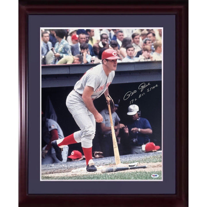 Pete Rose Signed 16x20 Framed Photo Reds 17x All Star Mint Autograph PSA COA