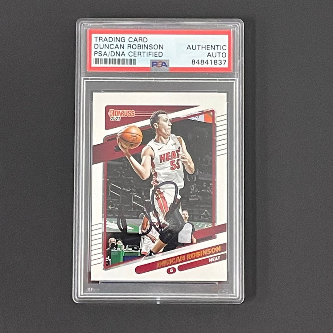 2020-21 Panini Donruss #107 Duncan Robinson Signed Card AUTO PSA Slabbed Heat