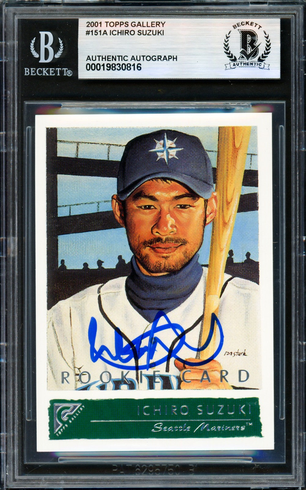 Ichiro Suzuki Auto 2001 Topps Gallery English RC #151 Mariners Beckett #19830816