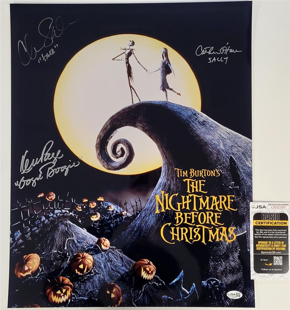 Nightmare Before Christmas cast signed 16x20 photo auto Page Sarandon O'Hara JSA