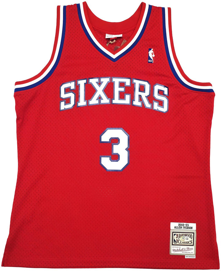 Philadelphia 76ers Allen Iverson Signed Red Mitchell & Ness 2002-03 HWC