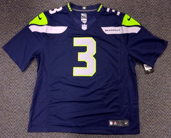 Seattle Seahawks Russell Wilson Signed Blue Nike Twill Jersey Size XXL RW Holo
