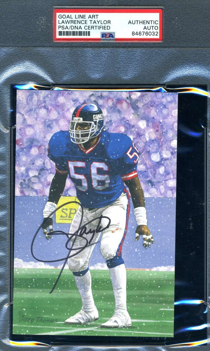 Lawrence Taylor PSA DNA Slabbed Signed Goal Line Art Card Autograph GLAC