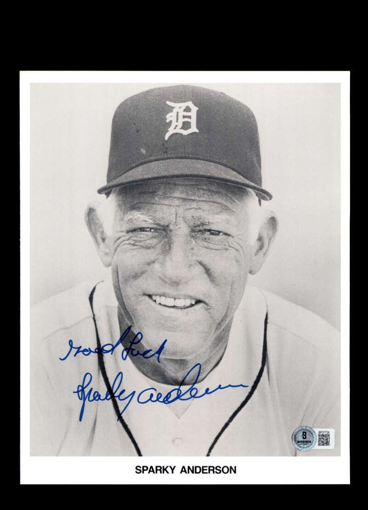 Sparky Anderson Beckett BAS Signed 8x10 Photo Autograph Tigers