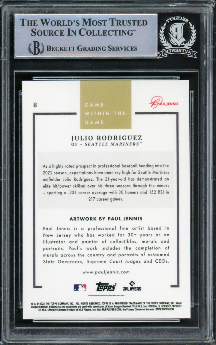 Julio Rodriguez Signed 2022 Topps Game Within The Game RC 8 Mariners Beckett