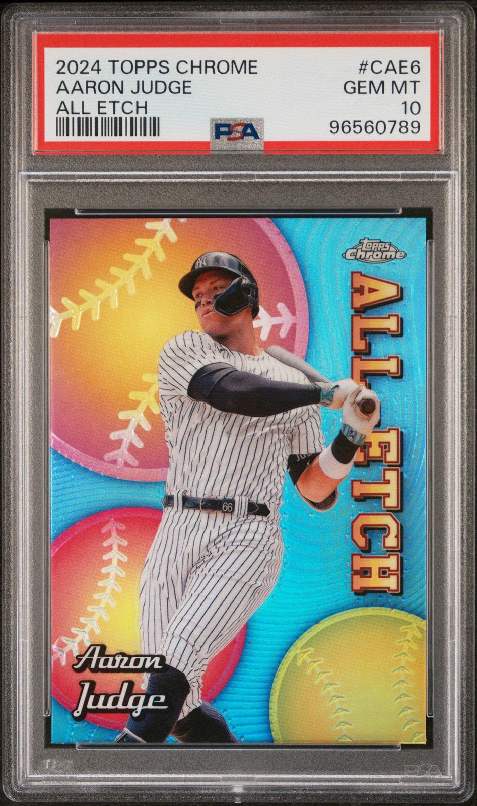 Graded 2024 Topps Chrome Aaron Judge #CAE6 All Etch Baseball Card PSA 10 Gem
