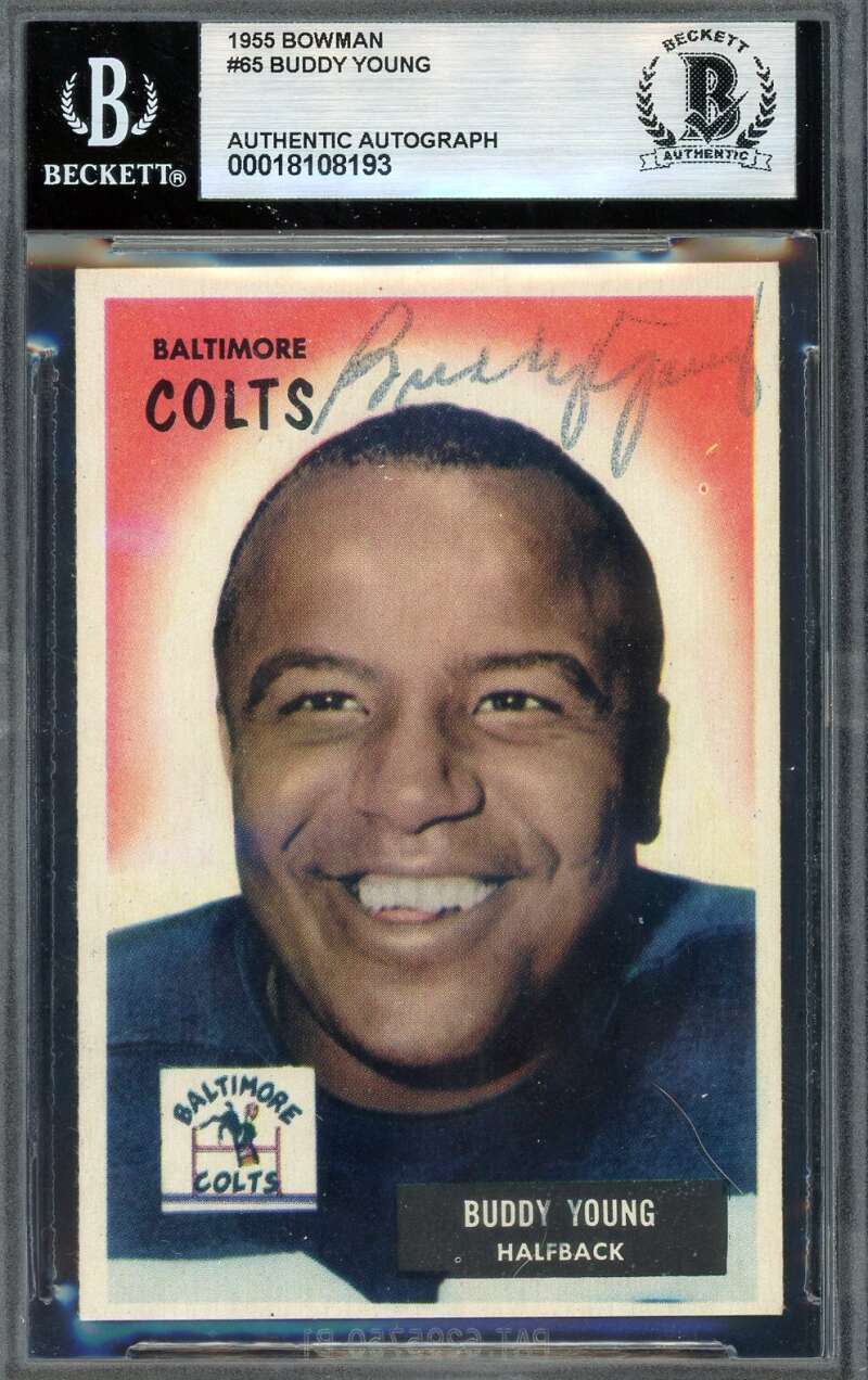 Buddy Young Beckett BAS Signed 1955 Bowman Autograph