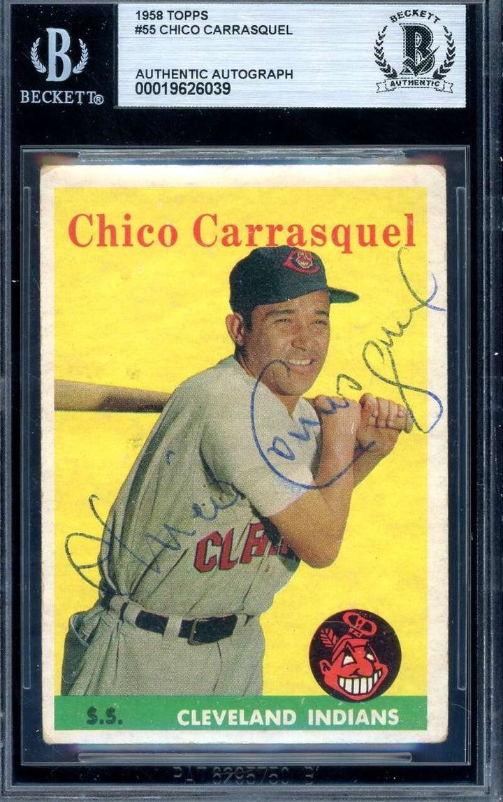 Chico Carrasquel Beckett BAS Vintage Signed 1958 Topps Autograph
