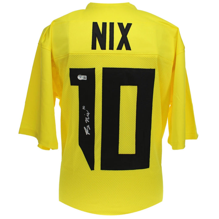 Bo Nix Autographed Oregon Ducks Yellow Alternate Jersey BAS COA Signed Broncos