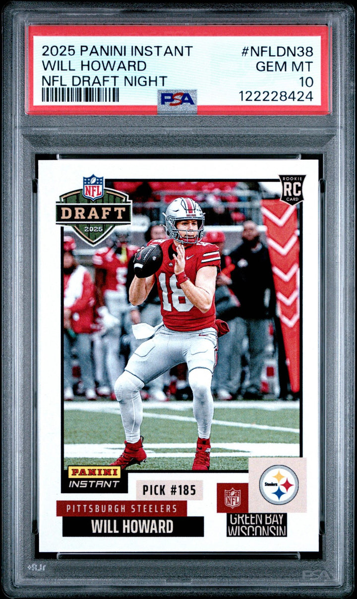 Graded 2025 Panini Will Howard #NFLDN38 NFL Draft Night RC Football Card PSA 10